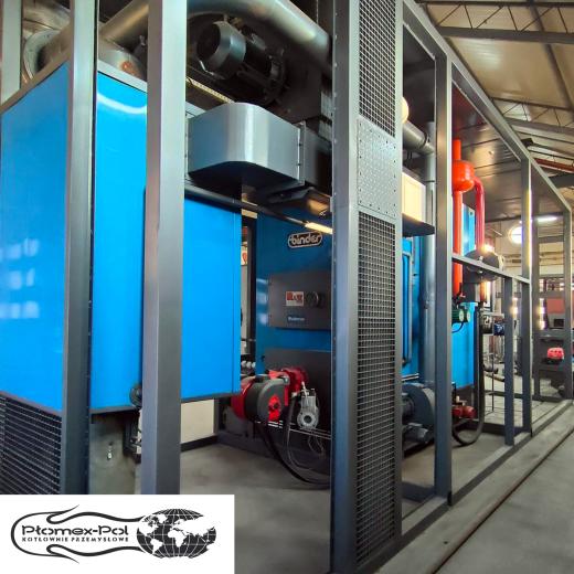 Mobilna kotłownia kontenerowa Binder 840 kW firmy Płomex-Pol w trakcie montażu