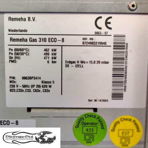 Kocioł kondensacyjny gazowy Remeha Gas 310 460 kW | Sprzedaż