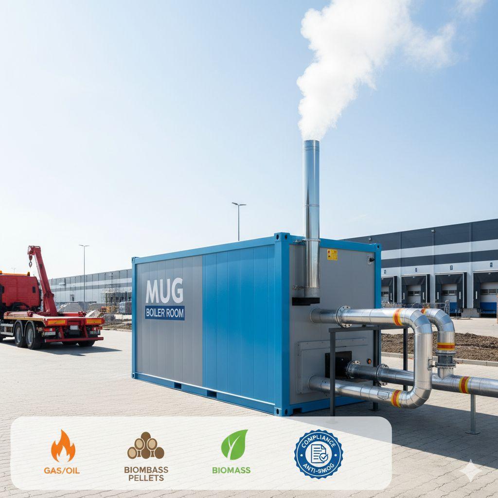 Kontenerowy system grzewczy pod klucz – ekologiczna kotłownia kontenerowa na biomasę i pellet