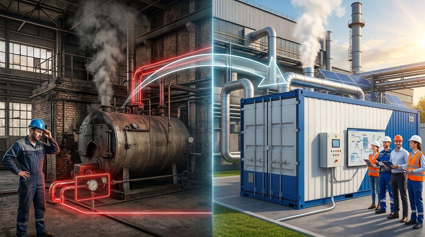Kotłownia kontenerowa jako alternatywa sprawdza się podczas modernizacji istniejącej kotłowni lub awarii głównego źródła ciepła.