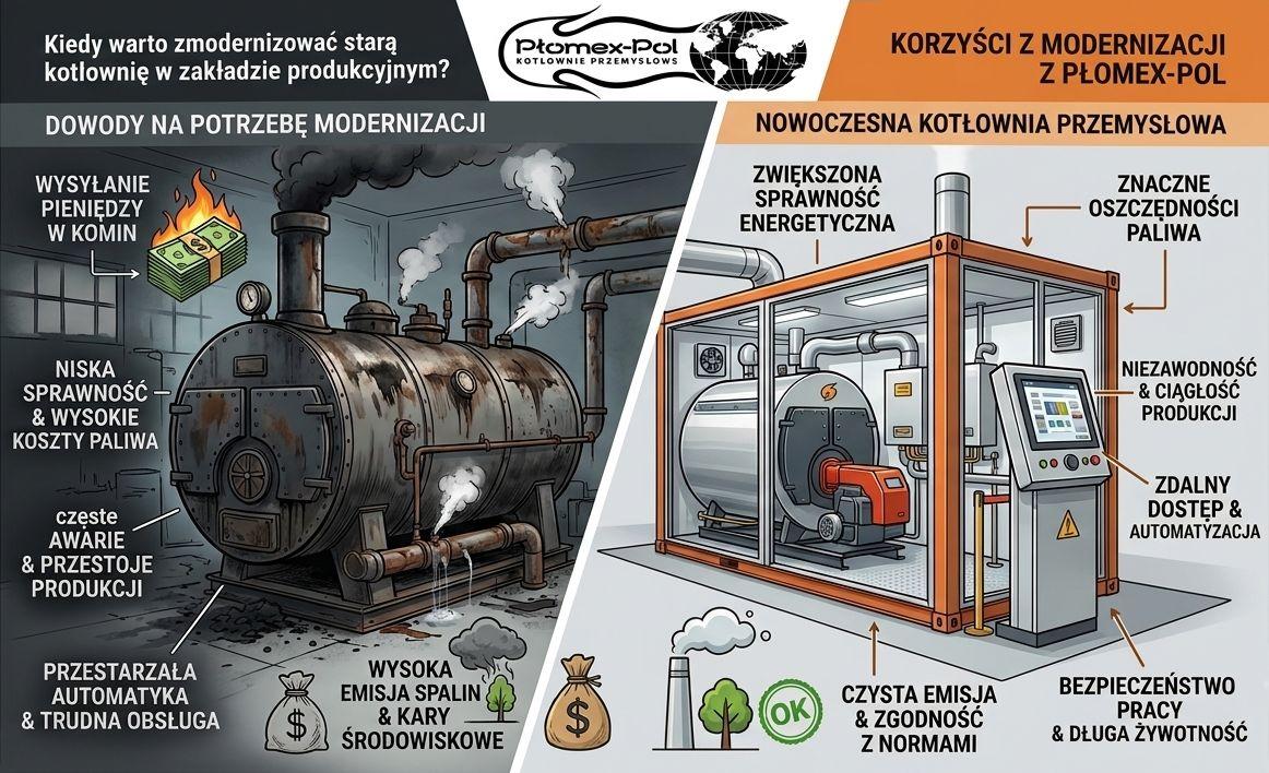 Modernizacja starej kotłowni w zakładzie produkcyjnym to inwestycja, która przynosi wymierne korzyści zarówno finansowe, jak i organizacyjne.