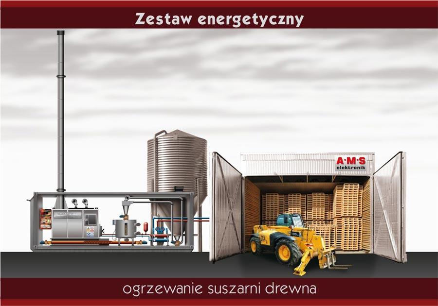 Zestaw energetyczny z kotłem – kontenerowe ogrzewanie suszarni drewna i tartaku