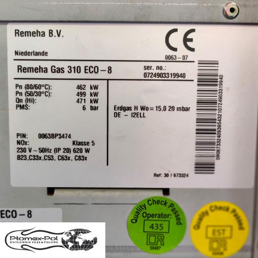 Kocioł kondensacyjny gazowy Remeha Gas 310 — 460 kW