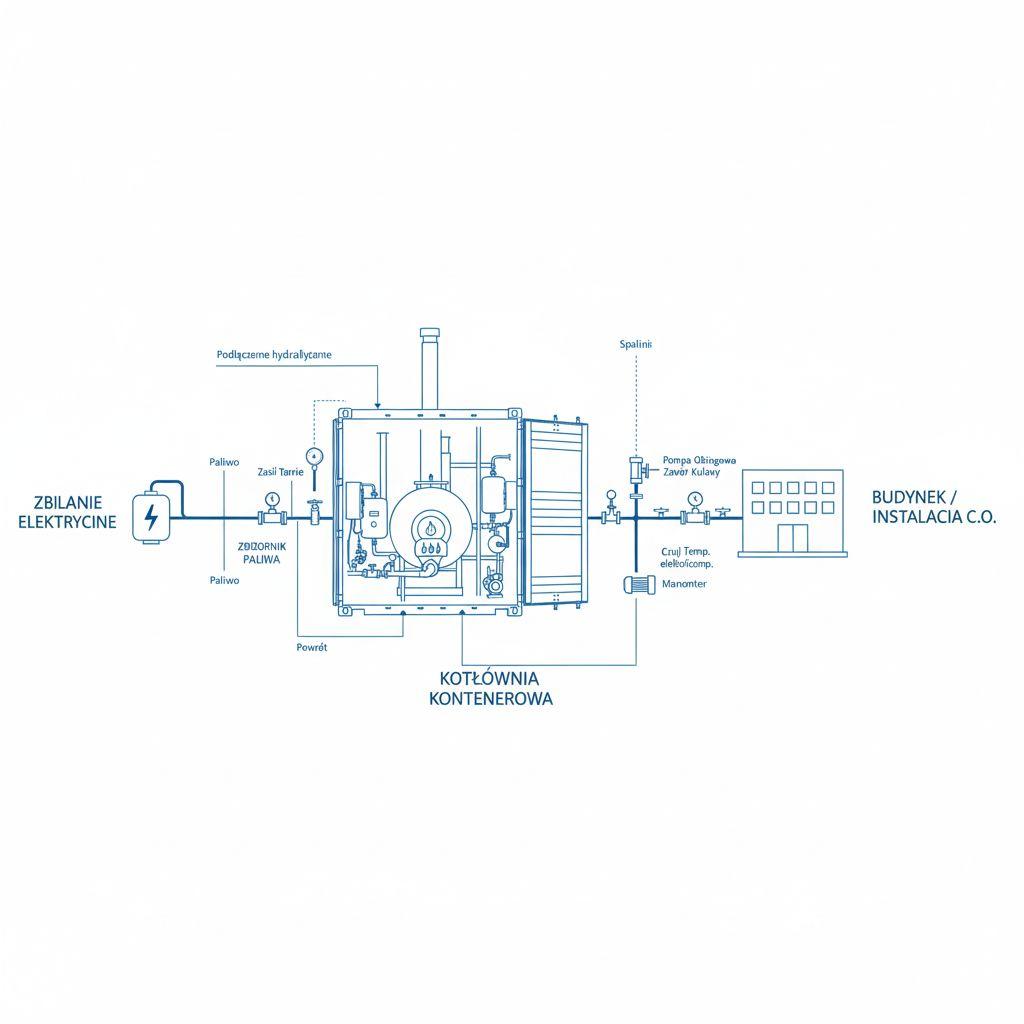 schemat podłączenia kotłowni kontenerowej