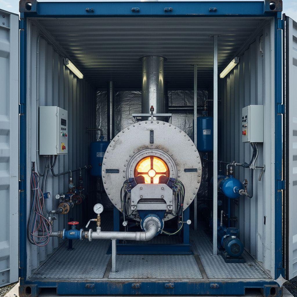 wnętrze kotłowni kontenerowej